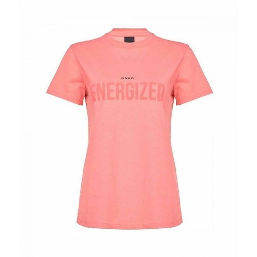 Pinko, 1G163Cy731N89 Cotton T-Shirt Różowy, female, 318.00PLN