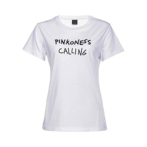 Pinko, Effimero Rhinestones T-Shirt Biały, female, 220.00PLN
