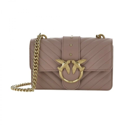 Pinko, Lady Love Bag Puff in quilted nappa leather with chevron pattern Beżowy, female, 954.00PLN