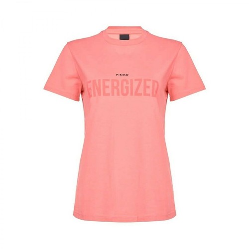 Pinko, T-Shirt With Lettering Różowy, female, 233.00PLN