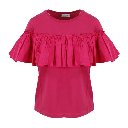 RED Valentino, T-Shirt With Rouches Różowy, female, 911.00PLN