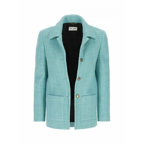 Saint Laurent, Jacket In Checked Tweed Niebieski, female, 10165.00PLN