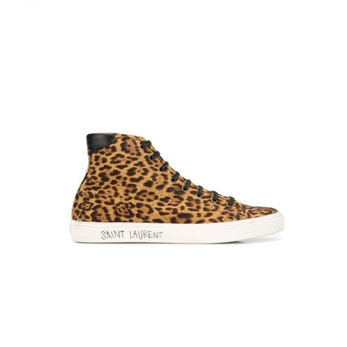 Saint Laurent, Malibu Leopard Print High-Top Sneakers Brązowy, male, 2765.00PLN
