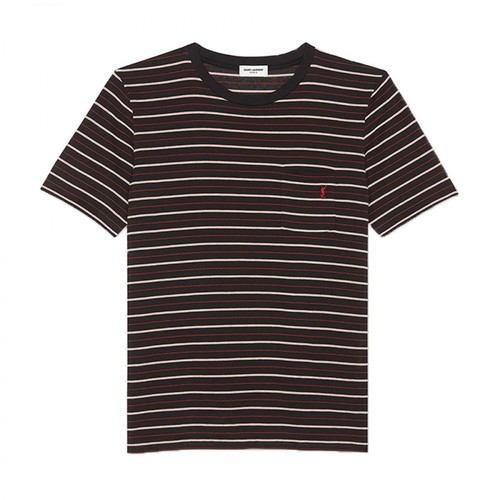 Saint Laurent, Striped Monogram T-Shirt Czarny, male, 2121.00PLN