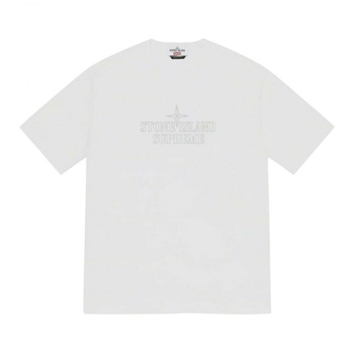 Stone Island, Embroidered Logo T-shirt Biały, male, 1346.00PLN