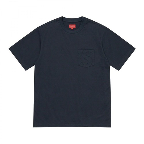 Supreme, Laser Cut S Logo Pocket T-shirt Niebieski, male, 861.00PLN