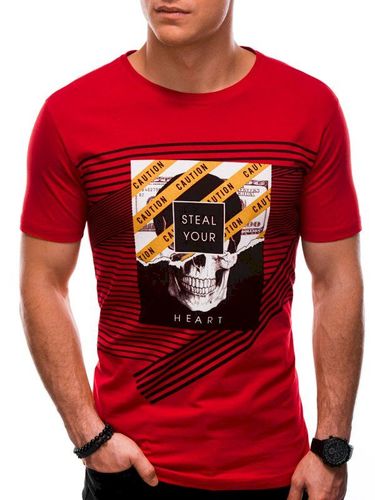 T-shirt męski z nadrukiem 1469S - czerwony 14.99PLN