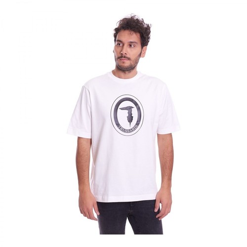 Trussardi, Jeans T-Shirt With Logo Biały, male, 274.00PLN