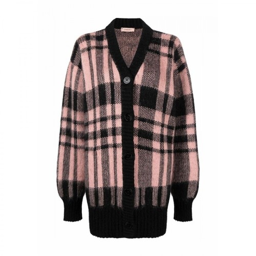 Twinset, Checked long-sleeve knitted cardigan Różowy, female, 1542.00PLN