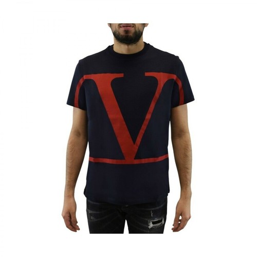 Valentino Garavani, V Logo t-shirt Niebieski, male, 1136.00PLN