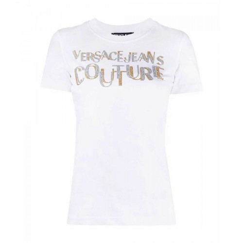 Versace Jeans Couture, 71Haht02Cj00Tg03 T-Shirt Biały, female, 420.00PLN