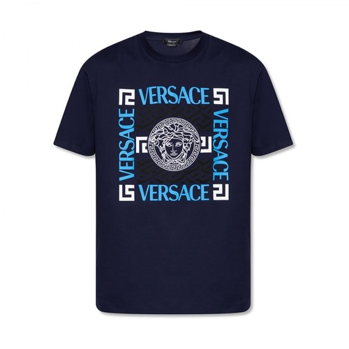 Versace, Logo T-shirt Niebieski, male, 1596.00PLN