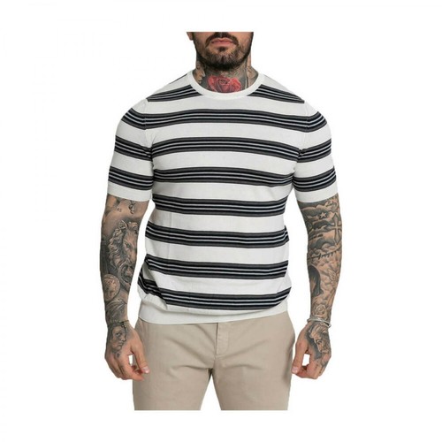 +39 Masq, Basic Striped T-Shirt Biały, male, 673.00PLN