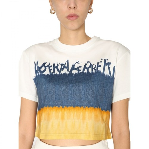 Alberta Ferretti, Cropped Printed T-Shirt Biały, female, 548.00PLN