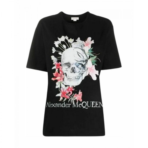 Alexander McQueen, Floral Skull T-shirt Czarny, female, 821.25PLN