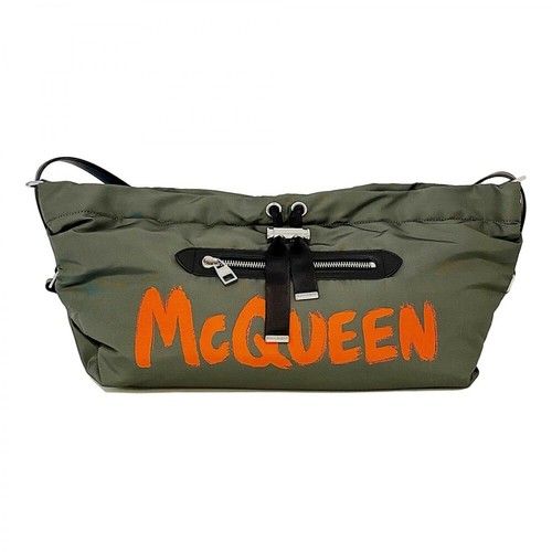 Alexander McQueen, Logo-print drawstring shoulder bag Zielony, female, 2709.00PLN