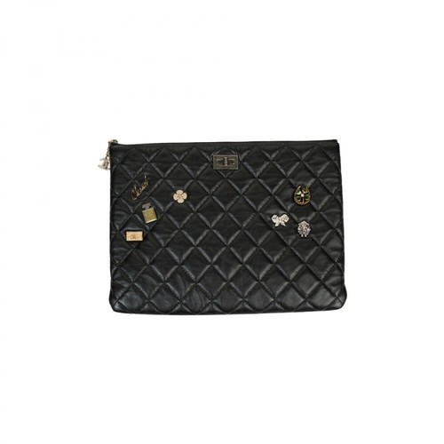 Chanel Vintage, Pre-owned Lucky Charms Leather Pochette Czarny, female, 7997.52PLN