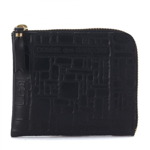 Comme des Garçons, Black leather wallet with pattern Czarny, unisex, 384.00PLN