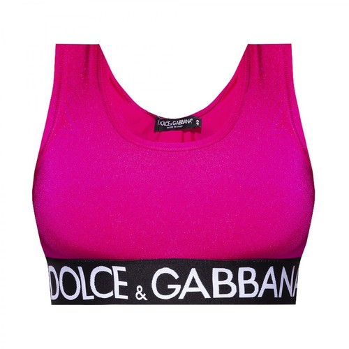 Dolce & Gabbana, Cropped top with logo Różowy, female, 944.00PLN