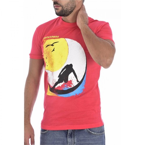 Dsquared2, Surf Print T-shirt Czerwony, male, 616.00PLN