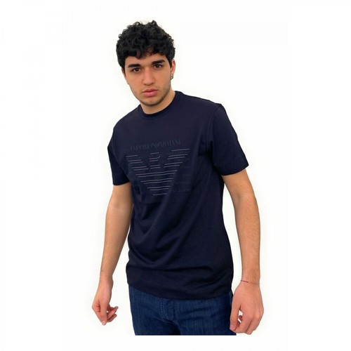 Emporio Armani, T-shirt Niebieski, male, 456.00PLN