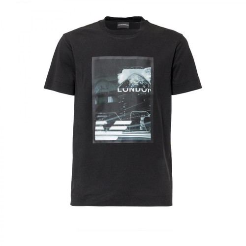 Emporio Armani, T-shirt with Print Czarny, male, 381.00PLN