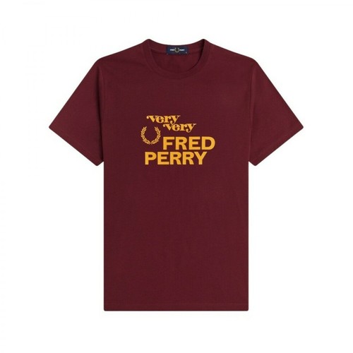 Fred Perry, Printed T-shirt Czerwony, male, 407.00PLN