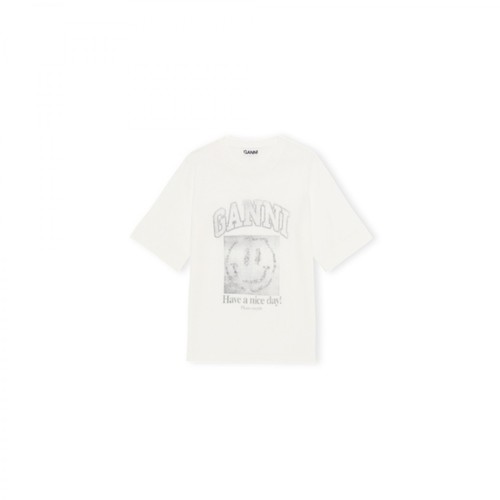 Ganni, T-shirt Light Cotton Jersey Biały, female, 382.00PLN