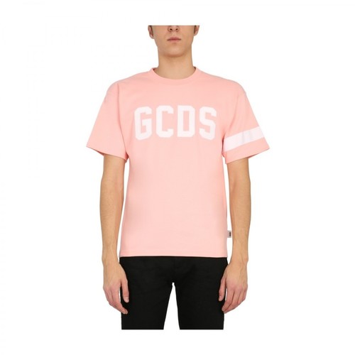 Gcds, Crew Neck T-Shirt Różowy, male, 562.00PLN