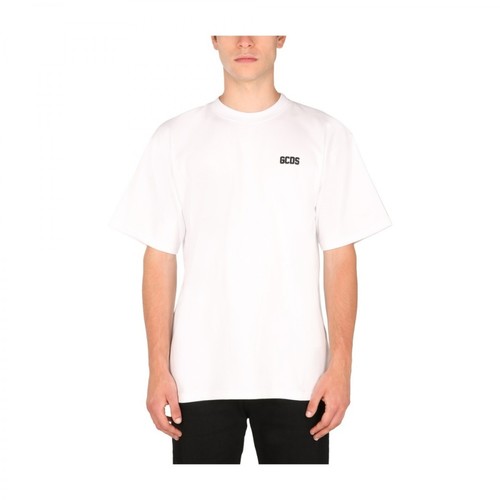 Gcds, T-Shirt With Rubber Logo Biały, male, 565.00PLN
