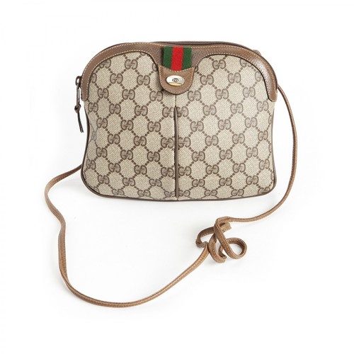 Gucci Vintage, Pre-owned crossbody red green webbing bag Brązowy, female, 2431.00PLN