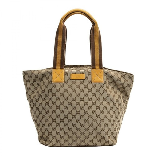 Gucci Vintage, Pre-owned Large Handle Web Tote Beżowy, female, 2924.25PLN