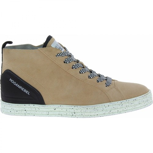 Hogan, High top lace-up sneakers in suede leather Beżowy, female, 456.00PLN