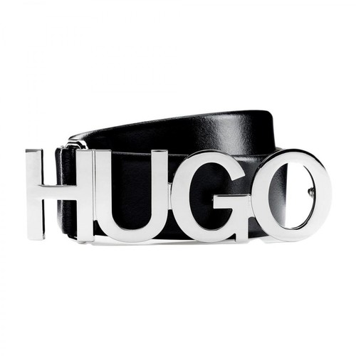 Hugo Boss, Skórzany pas klamra logo Zula Belt 4 cm 50391327 Czarny, female, 411.00PLN