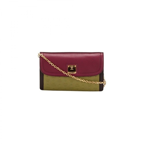 MCM Pre-owned, Visetos Leather Wallet On Chain Brązowy, female, 2490.00PLN
