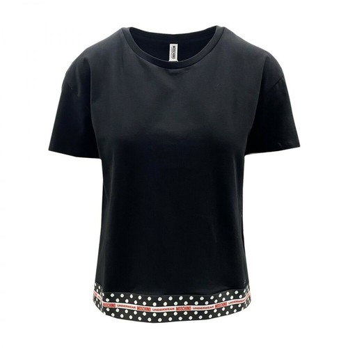 Moschino, Dot Print Detail Logo T-Shirt Czarny, female, 379.46PLN