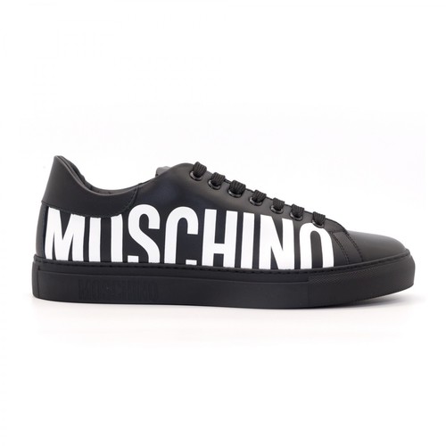 Moschino, Sneakers in pelle con logo Czarny, male, 1259.70PLN