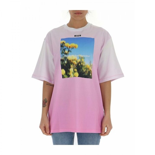 Msgm, Photo print T-shirt Różowy, female, 803.00PLN
