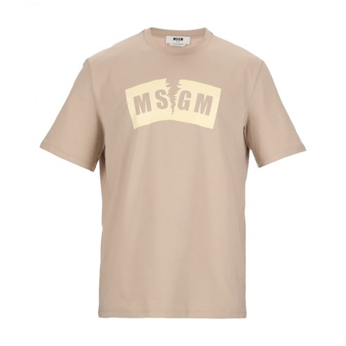Msgm, T-shirt Beżowy, male, 360.00PLN