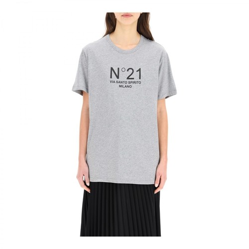 N21, Via santo spirito milano logo t-shirt Szary, female, 637.00PLN