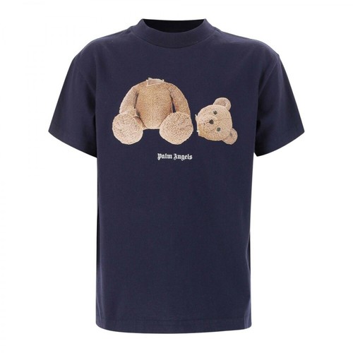 Palm Angels, T-shirt with Teddy bear print on front Niebieski, male, 387.00PLN