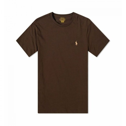 Ralph Lauren, Custom Slim Fit T-Shirt Brązowy, male, 406.00PLN