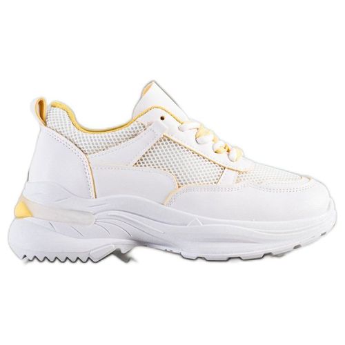 SHELOVET Wygodne Białe Sneakersy żółte 81.91PLN