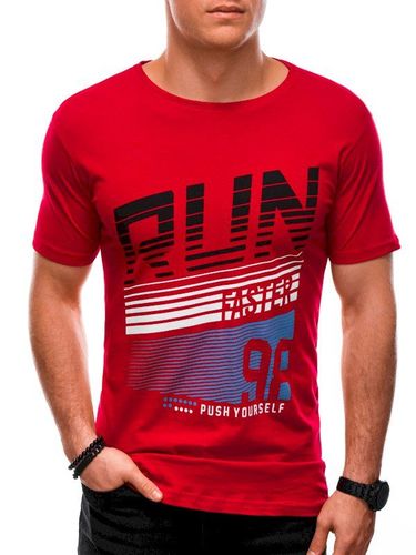 T-shirt męski z nadrukiem 1429S - czerwony 14.99PLN