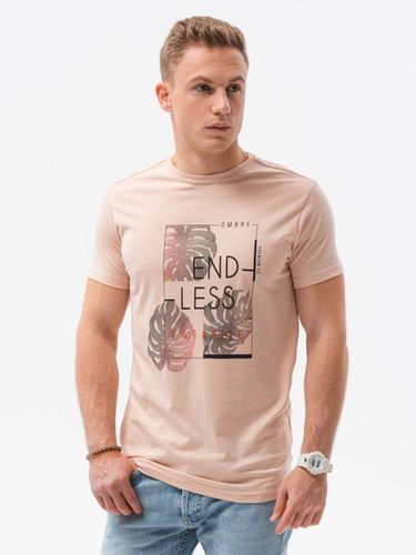 T-shirt męski z nadrukiem S1434 V-18B - różowy 29.00PLN