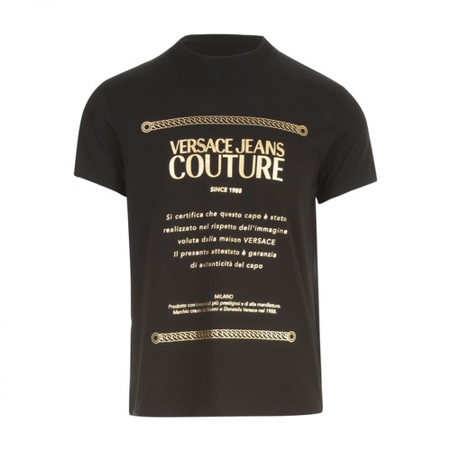 Versace Jeans Couture, Garanzia Foil T-Shirt Czarny, male, 498.00PLN