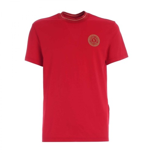 Versace Jeans Couture, Logo-embroidered T-shirt Czerwony, male, 371.00PLN