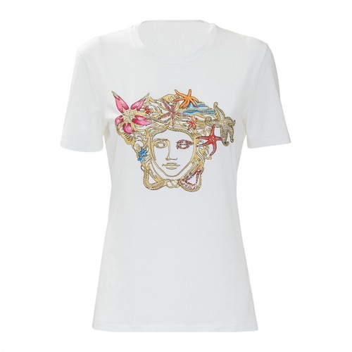 Versace, T-shirt with Embroidery Biały, female, 2436.00PLN