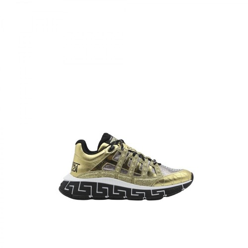 Versace, Trigreca Panelled Cut-Out Sneakers Beżowy, male, 3626.00PLN
