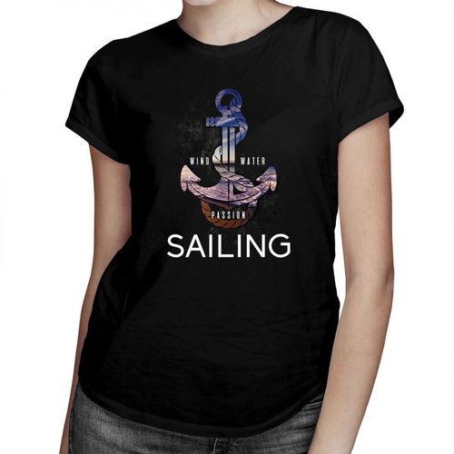 Wind, water, passion, sailing - damska koszulka z nadrukiem 69.00PLN